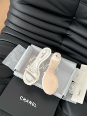 PEARL SANDAL IN WHITE LAMBSKIN 35 MM