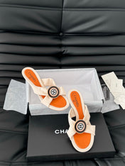 VIVID ORANGE FABRIC CC SLIDE SANDALS