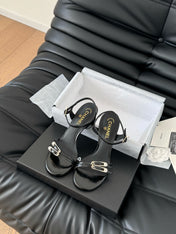 HIGH HEEL 75 MM SANDAL IN BLACK SHEEPSKIN