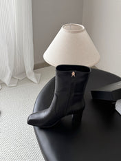 CHANEL 26S ANKLE BOOT 70 MM IN BLACK CALFSKIN SQUARE TOE