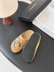 CHANEL 26S MULES IN BROWN SUEDE ROUND TOE