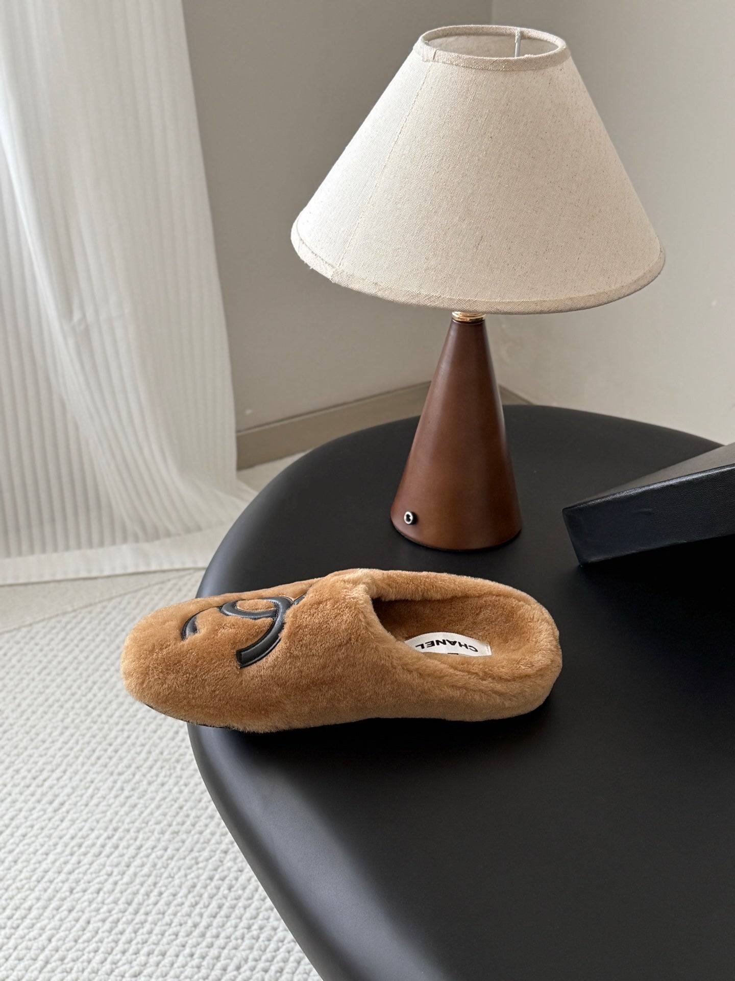 CHANEL 26S MULES IN BROWN SHEARLING LINING ROUND TOE