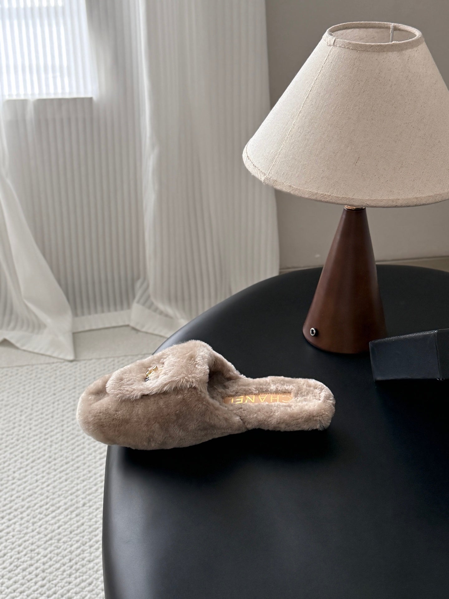 CHANEL 26S MULES IN BEIGE SHEARLING LINING