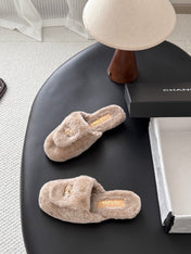 CHANEL 26S MULES IN BEIGE SHEARLING LINING