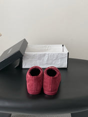 CHANEL 26S LOAFERS IN BURGUNDY SUEDE AND SHEARLING LINING
