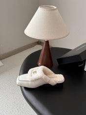 CHANEL 26S MULES IN WHITE SHEARLING AND CALFSKIN