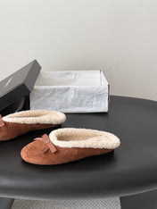 CHANEL 26S MULES IN BROWN SUEDE AND SHEARLING