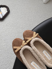 CHANEL 26S MULES IN LIGHT BROWN SUEDE AND SHEARLING