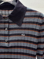 PRADA 26S LONG-SLEEVE KNIT POLO SHIRT 1104