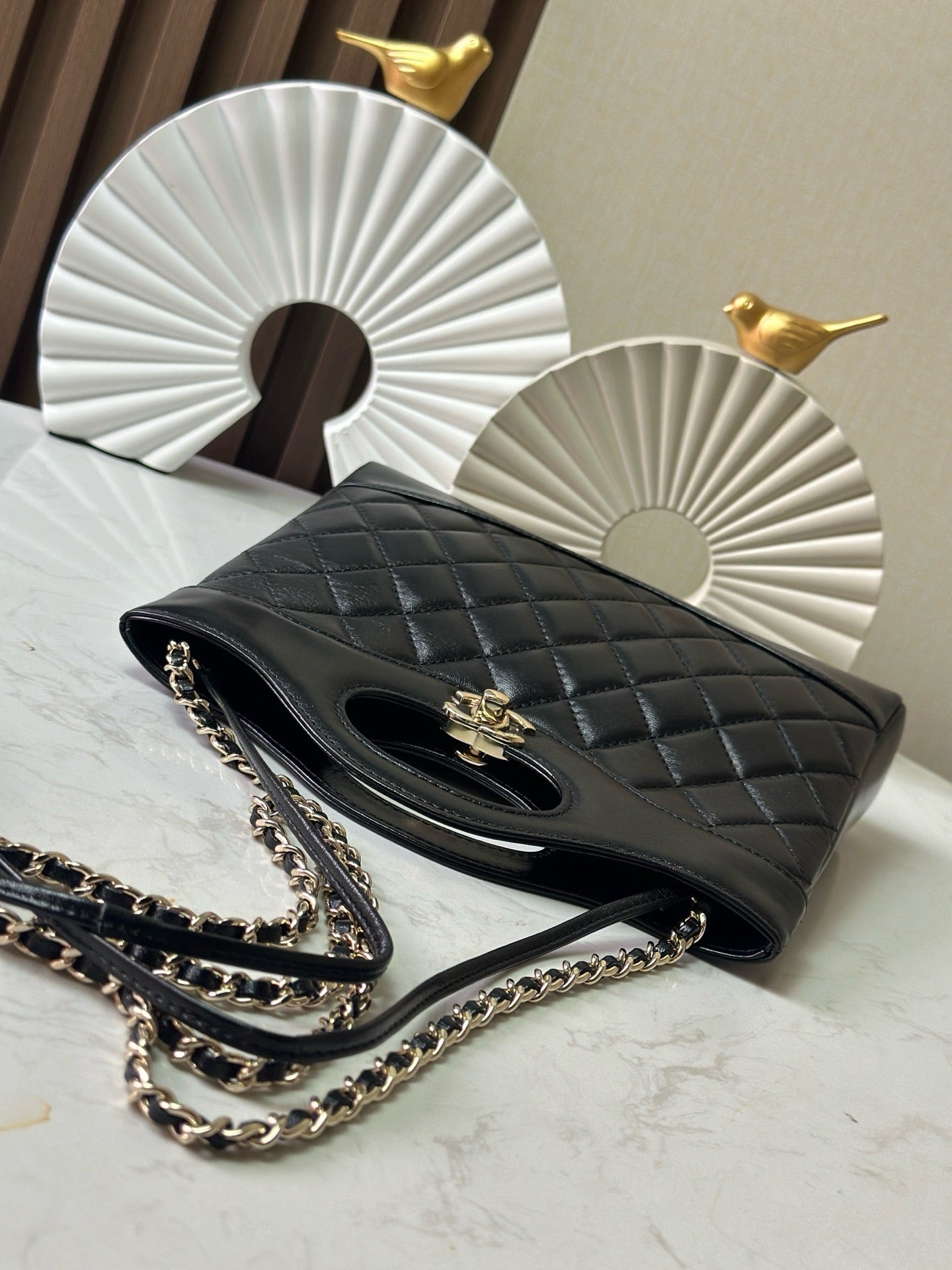 CHANEL 26S MINI SHOPPING BAG 24 IN BLACK LAMBSKIN