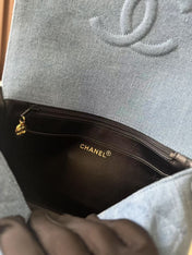 CHANEL 25S SHOULDER BAG 26 IN BLUE DENIM WITH GOLD HARDWARE