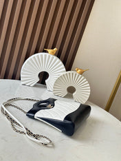 CHANEL 26S MINI SHOPPING BAG 24 IN WHITE AND BLACK LAMBSKIN