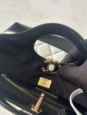 CHANEL 26S MINI SHOPPING BAG 24 IN WHITE AND BLACK LAMBSKIN
