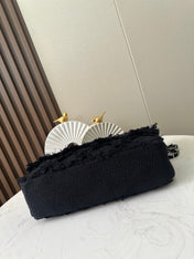 CHANEL 26S FLAP BAG 38 IN BLACK TWEED
