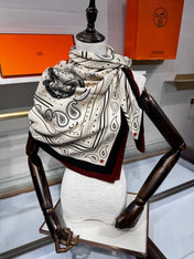 HERMES 26S SCARF 140 IN SILK AND CASHMERE 495970