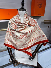 HERMES 26S SCARF 140 IN SILK AND CASHMERE 495971