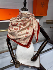 HERMES 26S SCARF 140 IN SILK AND CASHMERE 495971
