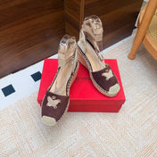 VALENTINO 26S ESPADRILLE WEDGE SANDALS 95 MM IN DARK BROWN SUEDE