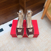 VALENTINO 26S ESPADRILLE WEDGE SANDALS 95 MM IN DARK BROWN SUEDE