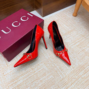 GUCCI 26S HORSEBIT PUMPS 105 MM IN RED PATENT CALFSKIN