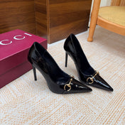 GUCCI 26S HORSEBIT PUMPS 105 MM IN BLACK PATENT CALFSKIN