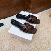 YSL 26S SANDALS IN BROWN AND BLACK SNAKESKIN