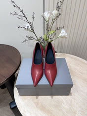 CURVED HEEL DEEP MOUTH PUMPS IN CADILLAC CALFSKIN