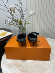 HIGH SLINGBACKS 5 CM IN BLACK CALFSKIN
