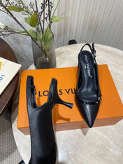 HIGH SLINGBACKS 5 CM IN BLACK CALFSKIN