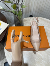 HIGH SLINGBACKS 5 CM IN BEIGE CREAM CALFSKIN