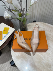 HIGH SLINGBACKS 5 CM IN BEIGE CREAM CALFSKIN