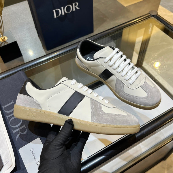 DIOR 26S B01 MATCHPOINT SNEAKER IN WHITE AND BLACK CALFSKIN WITH GRAY SUEDE