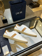 DIOR 26S B01 MATCHPOINT SNEAKER IN COGNAC BROWN AND WHITE CALFSKIN WITH WHITE SUEDE