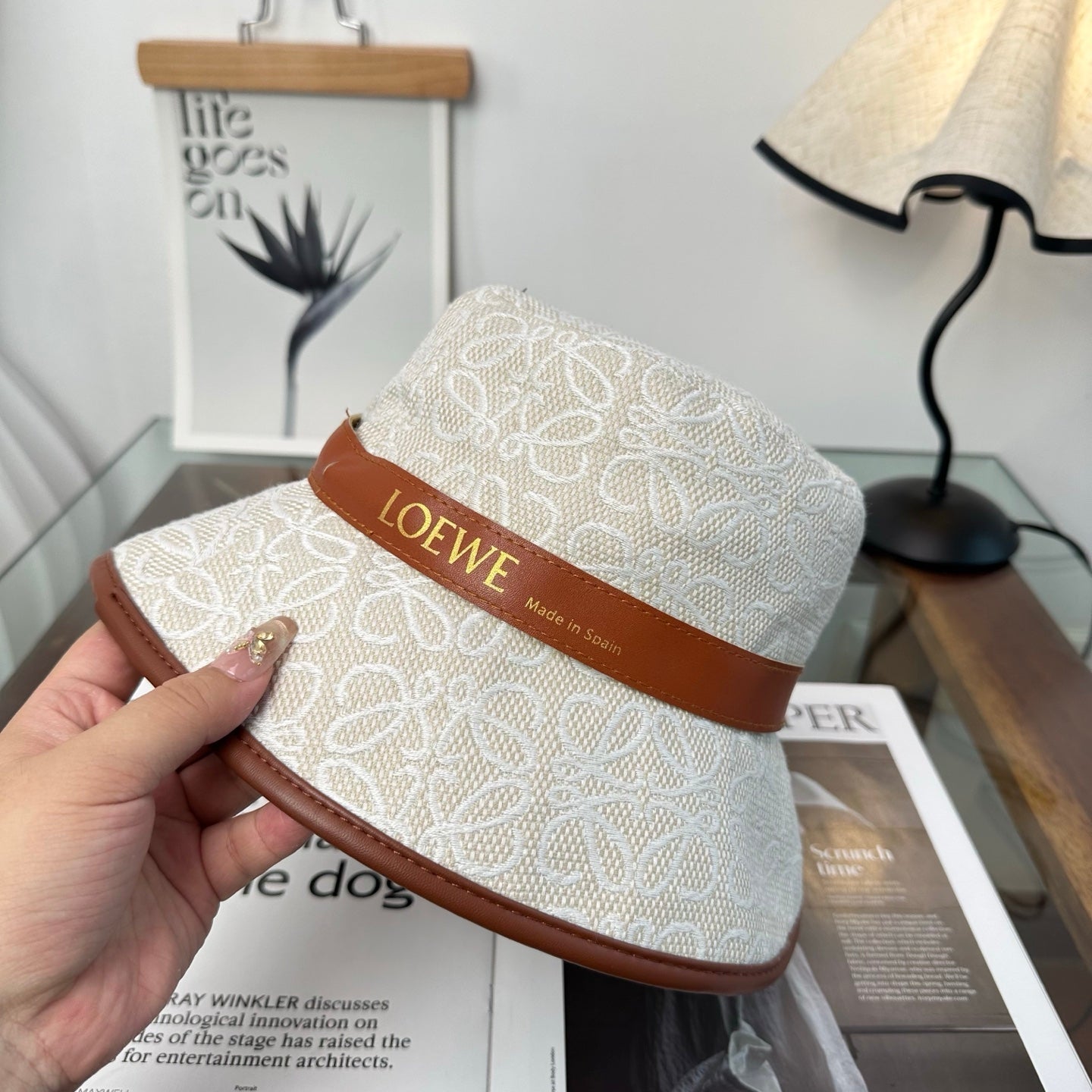 LOEWE 26S ANAGRAM JACQUARD BUCKET HAT STYLE 246