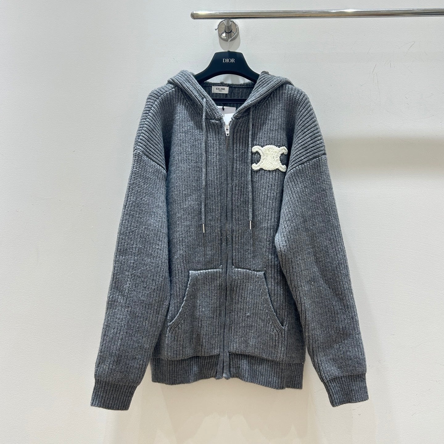 CELINE 26S ZIP-UP KNIT HOODIE 582