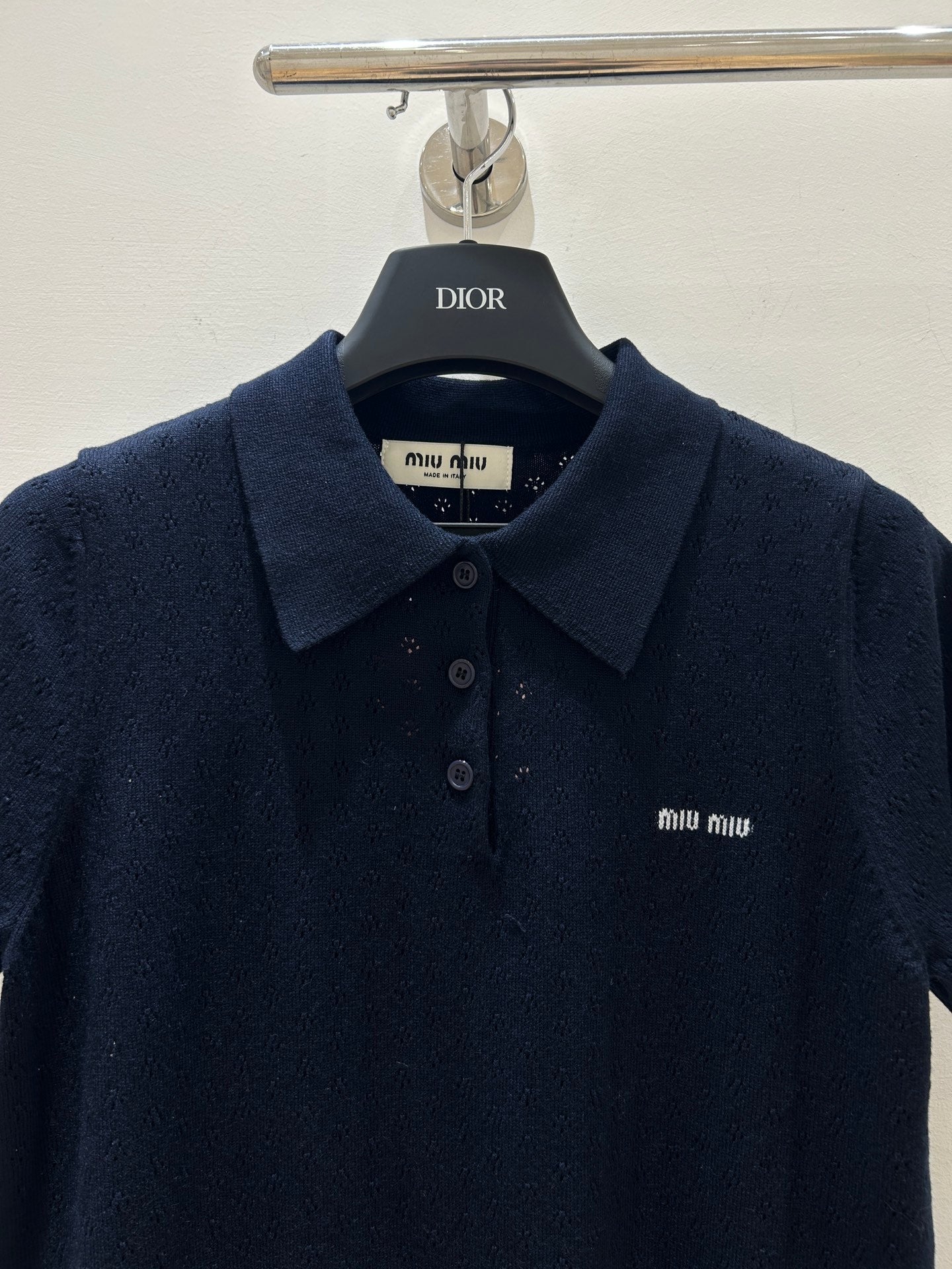 MIUMIU 26S SHORT-SLEEVE KNIT POLO SHIRT 1548