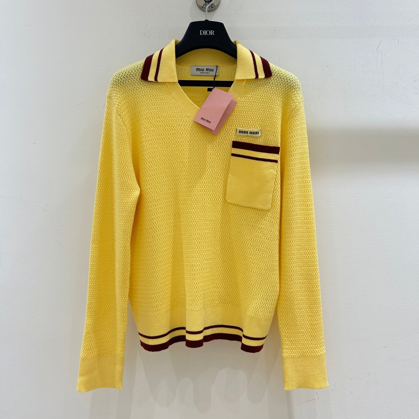 MIUMIU 26S LONG-SLEEVE KNIT POLO SHIRT 1414