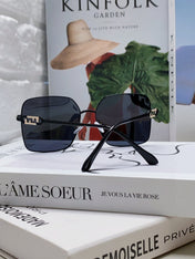 OVERSIZED BAGUETTE SQUARE FRAME SUNGLASSES 562043 IN METAL
