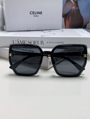 TRIOMPHE SUNGLASS 497831 IN BLACK ACETATE EMBOSSED LOGO