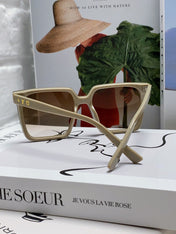 SQUARE SUNGLASS 581368 IN BEIGE ACETATE