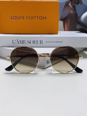 SIGNATURE ROUND SUNGLASS 581382 IN GOLD METAL BROWN SMOKE LENSES