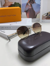 SIGNATURE ROUND SUNGLASS 581382 IN GOLD METAL BROWN SMOKE LENSES