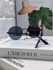 SIGNATURE ROUND SUNGLASS 581383 IN BLACK METAL