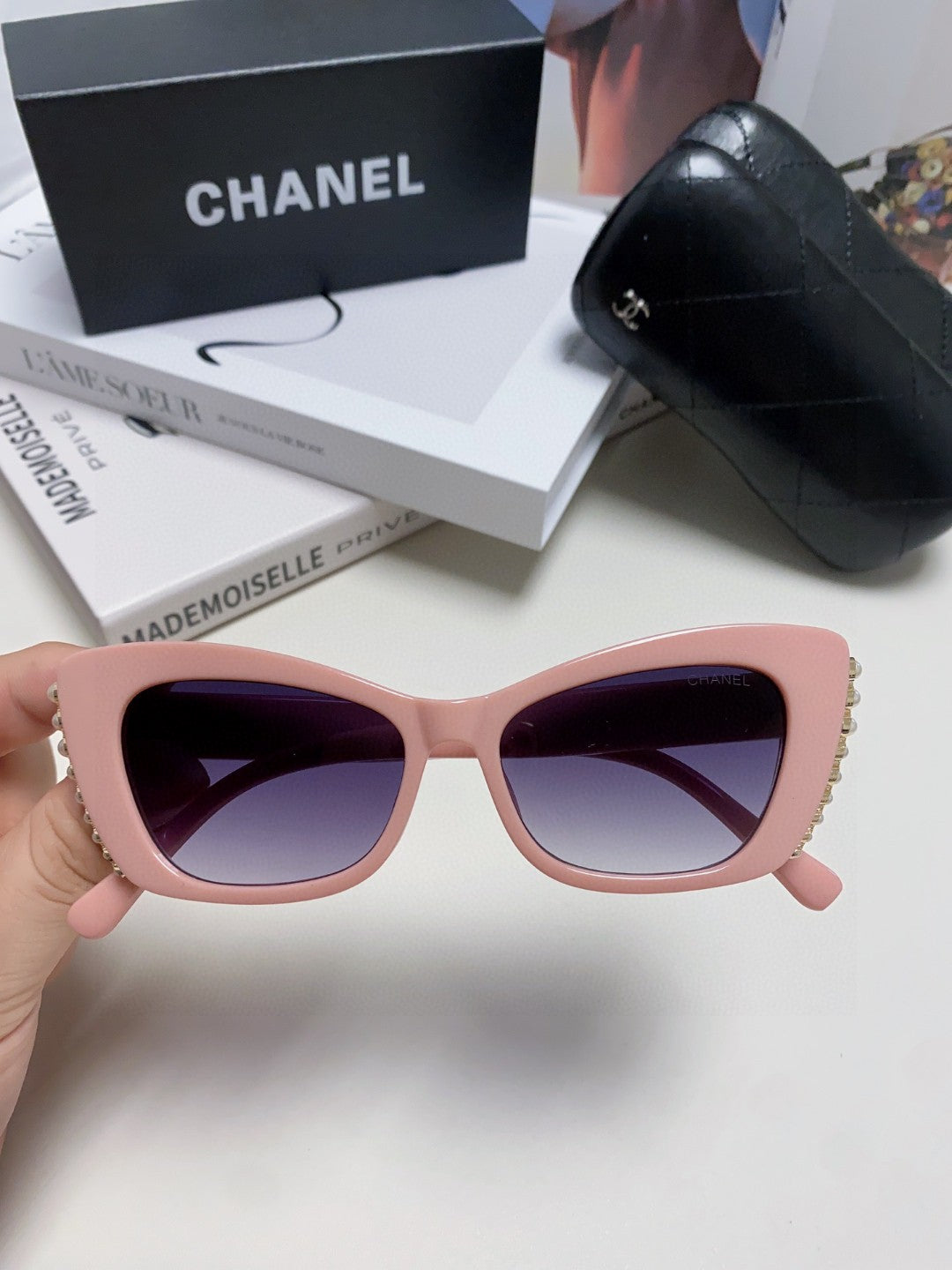 CHANEL 26S SHARP CAT EYE FRAME IN PINK ACETATE 404639