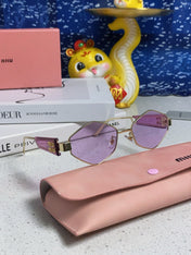 LOGO SUNGLASSES 560863 IN PURPLE CLEAR ACETATE GOLD METAL