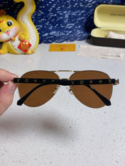 PILOT SUNGLASSES 571634 IN GOLD METAL BROWN LENSES MONOGRAM LOGO