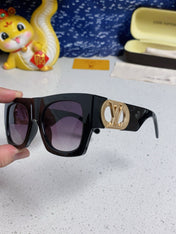 LINK SQUARE SUNGLASSES 570273 IN BLACK ACETATE GREY SMOKE LENS