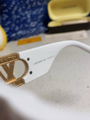 LINK SQUARE SUNGLASSES 570274 IN WHITE ACETATE GOLD LOGO