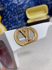 LINK SQUARE SUNGLASSES 570274 IN WHITE ACETATE GOLD LOGO