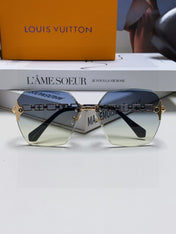 CHAIN SQUARE SUNGLASSES 570259 IN GOLD METAL GREY YELLOW SMOKE LENS